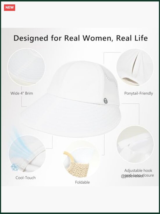 Cooling Wide Brim Sun Hat for Women with Ponytail Hole UPF 50+ Packable Golf